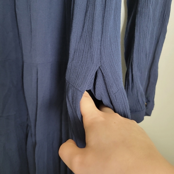 Knox Rose Boho Floral Embroidered V‎ Neck Long Sleeve Navy Midi Dress S - Picture 5 of 9